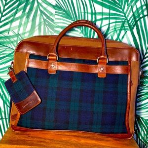 Pendleton Tartan Plaid Leather Trim Attache Briefcase